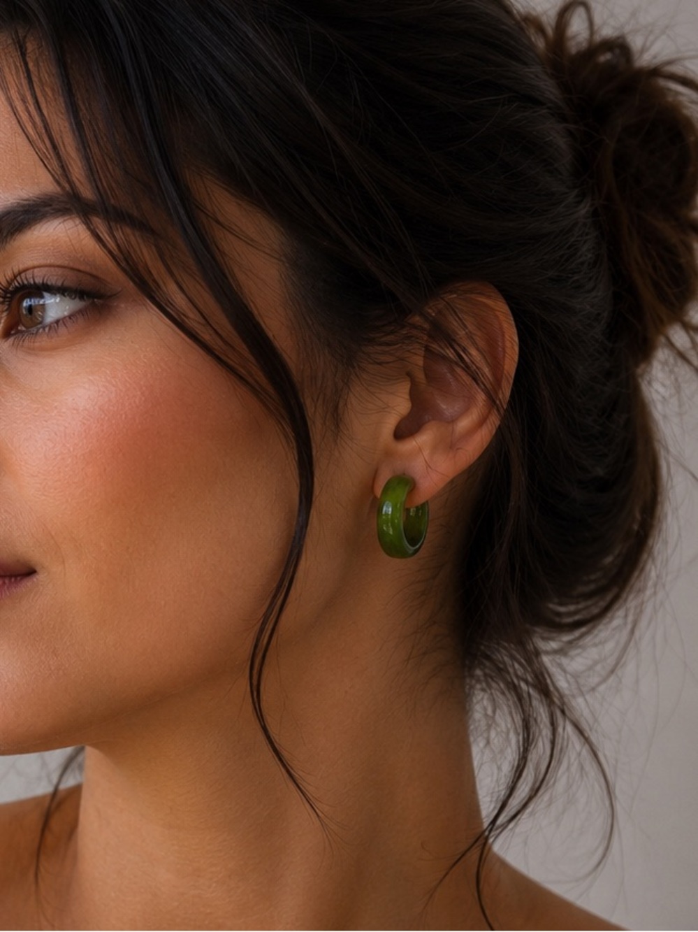 Green Resin Hoop Earrings - Women Jewelry